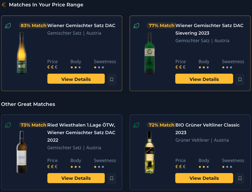 SommAI Wine Matches - Personalized Recommendations