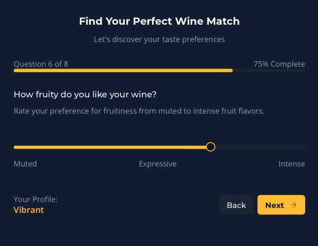 SommAI Wine Quiz - Taste Profile